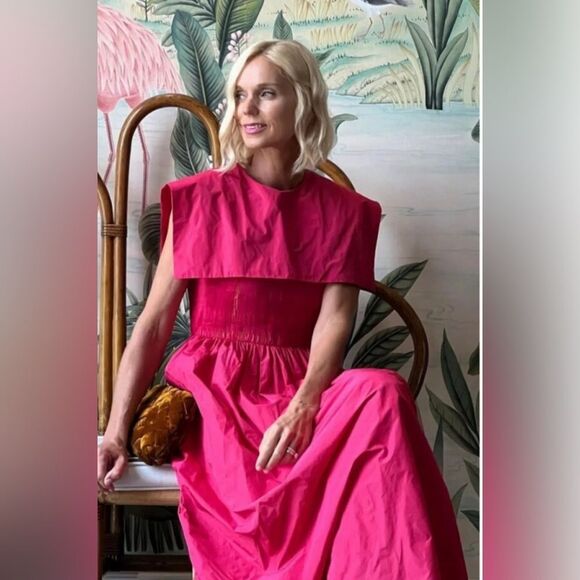 Antonio Melani Jennifer Sumko Rachel Taffeta Capelet Pink Midi Dress NWT Size 4 - Picture 2 of 13